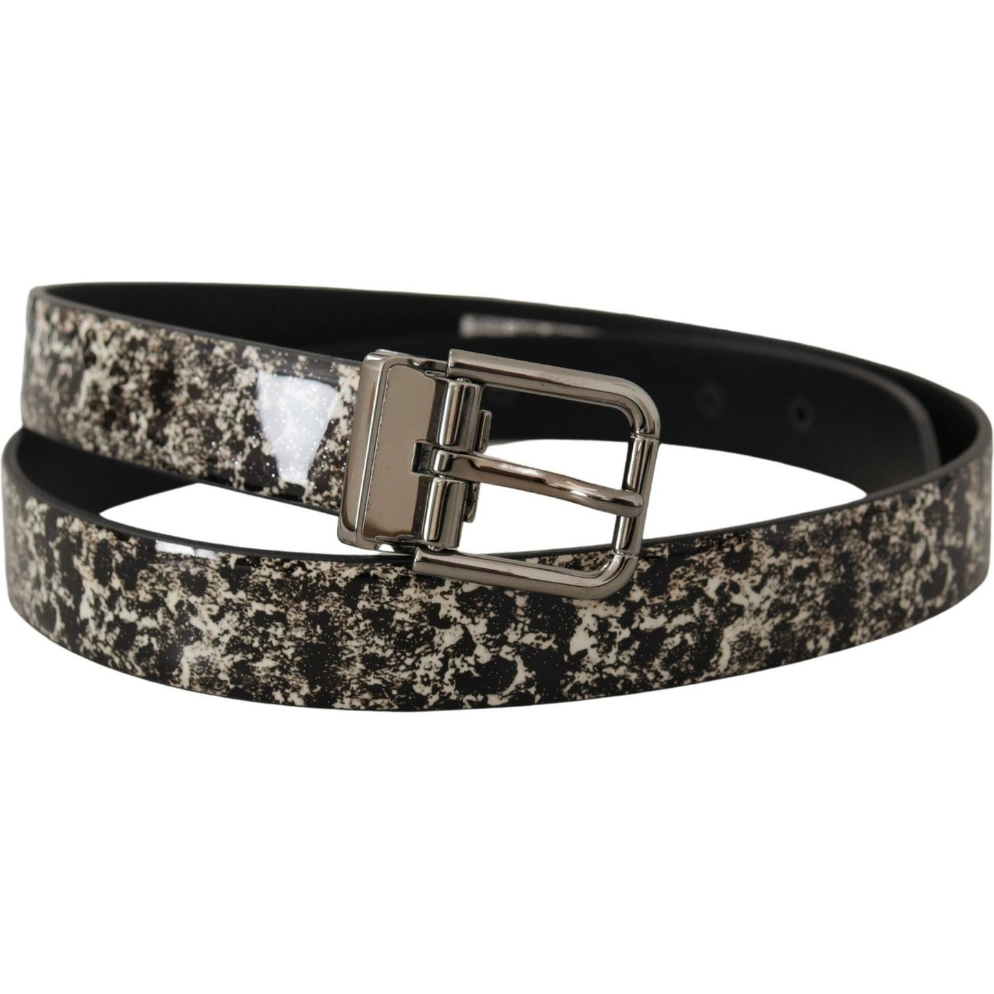 Dolce & Gabbana Elegant Black Marble Print Leather Belt Dolce & Gabbana