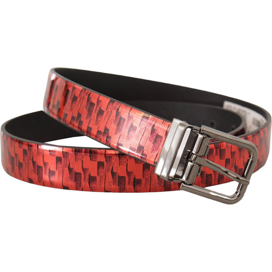 Dolce & Gabbana Elegant Red Leather Belt with Silver Buckle Dolce & Gabbana