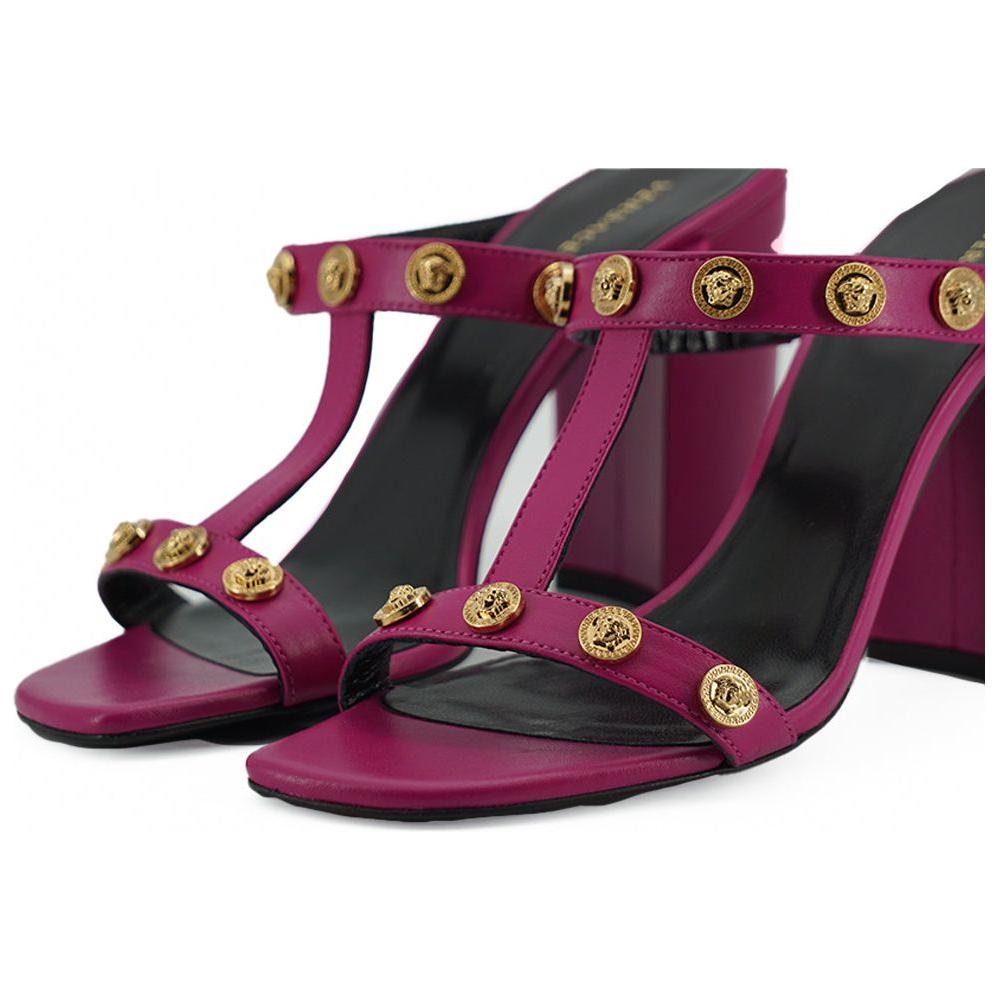 Versace Elegant Purple Calf Leather High Sandals Versace