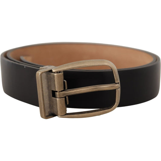 Dolce & Gabbana Elegant Black Leather Belt with Metal Buckle Dolce & Gabbana