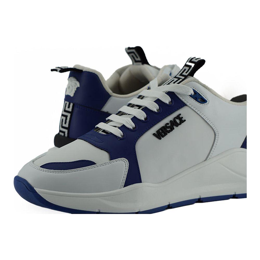 Versace Blue and White Calf Leather Sneakers
