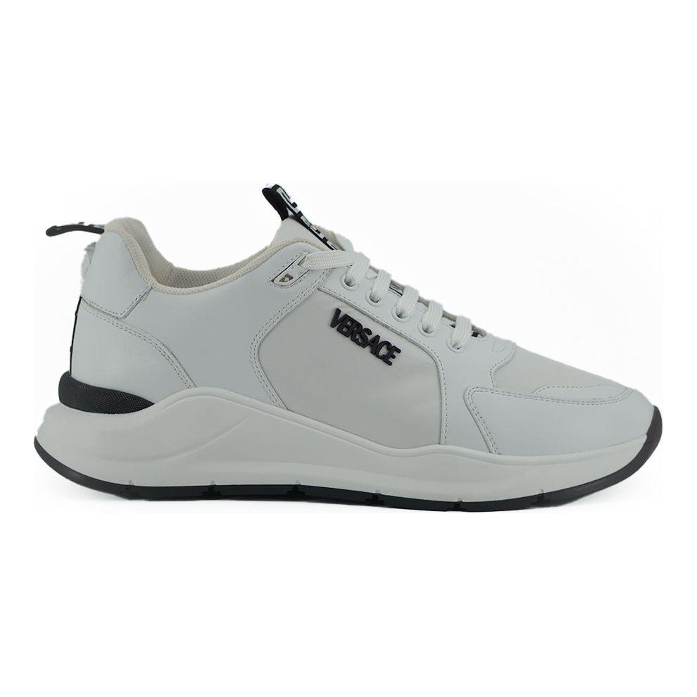 Versace Sleek White Calf Leather Sneakers Versace