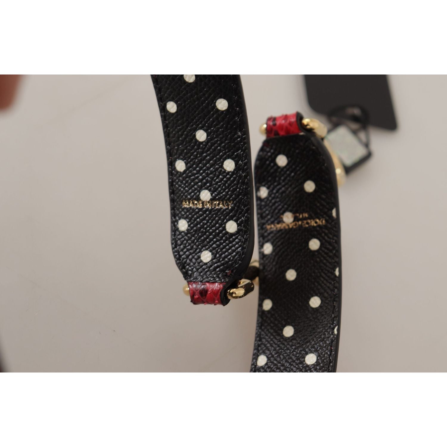 Dolce & Gabbana Red Python Leather Crystals Reversible Shoulder Strap