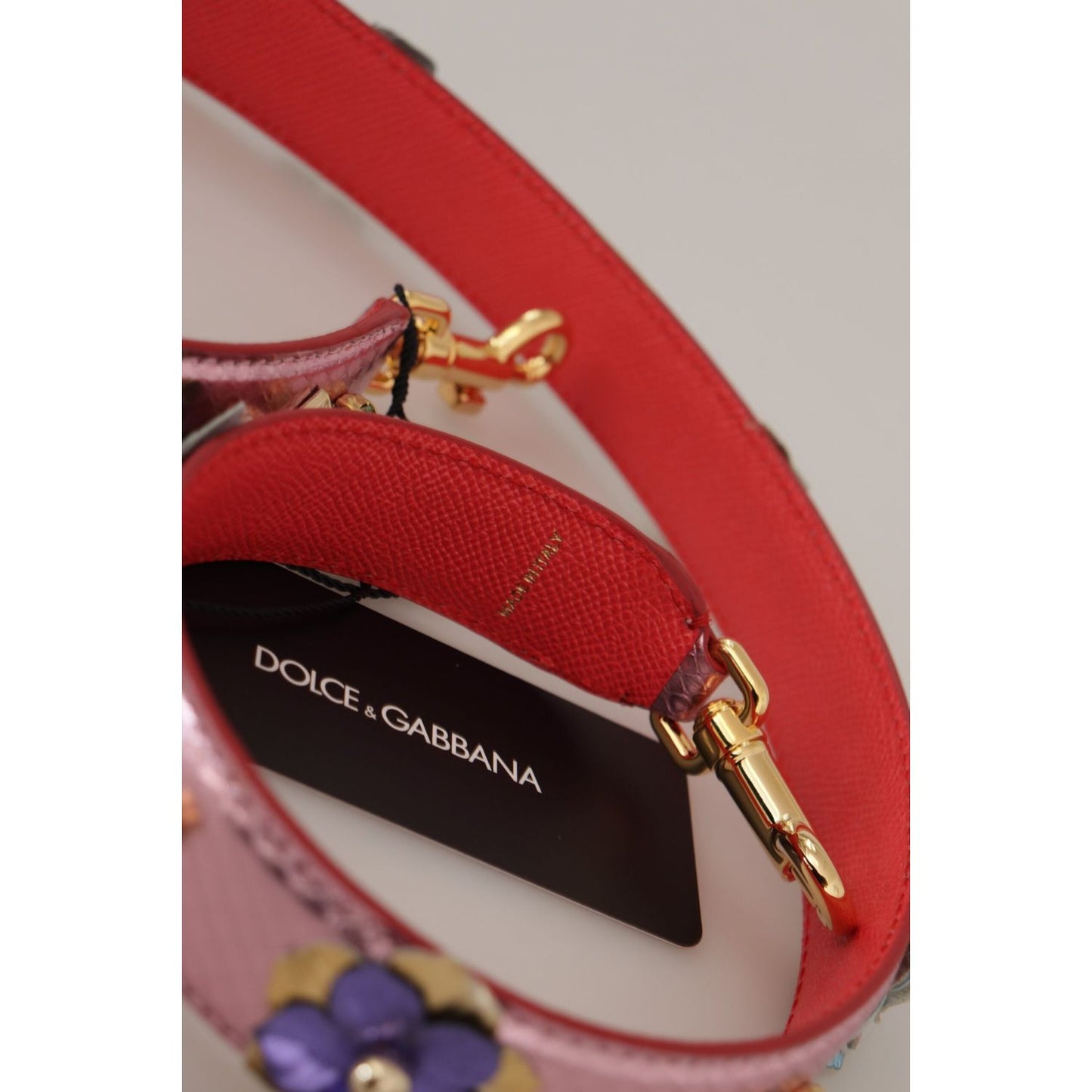 Dolce & Gabbana Elegant Metallic Pink Leather Shoulder Strap Dolce & Gabbana