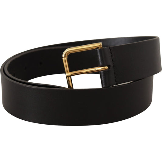 Dolce & Gabbana Elegant Black Leather Belt with Gold-Tone Buckle Dolce & Gabbana