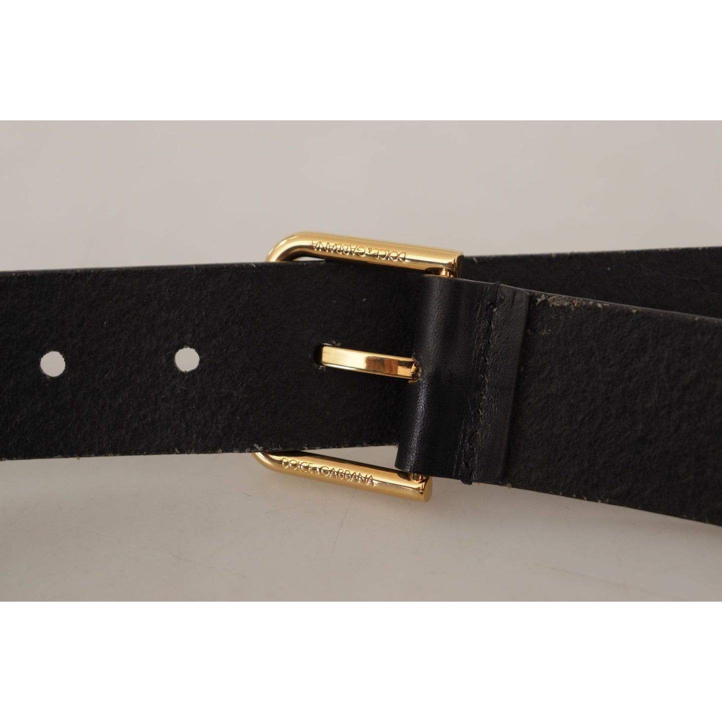 Dolce & Gabbana Elegant Black Leather Belt with Gold-Tone Buckle Dolce & Gabbana