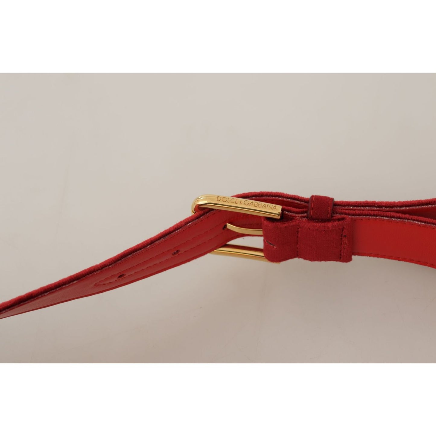 Dolce & Gabbana Elegant Red Suede Designer Belt Dolce & Gabbana