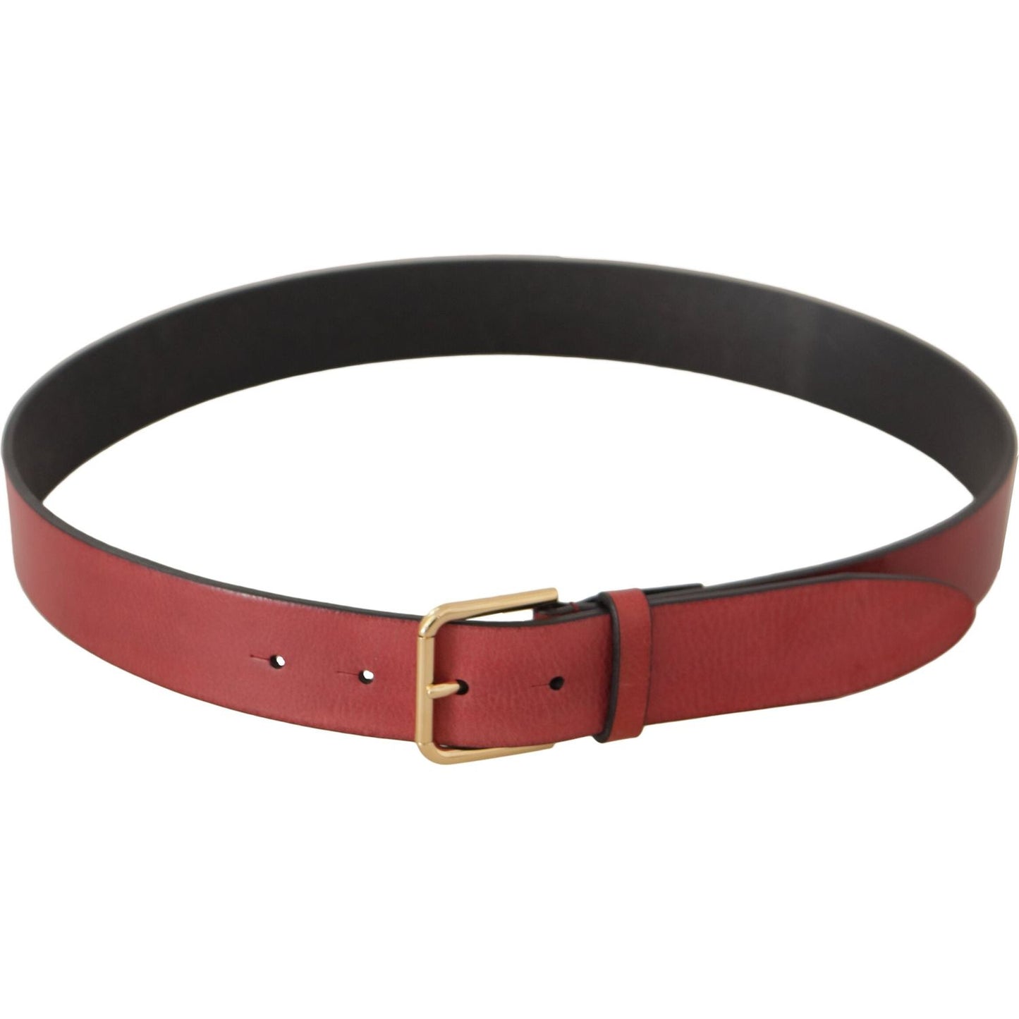 Dolce & Gabbana Elegant Red Leather Belt with Engraved Buckle Dolce & Gabbana