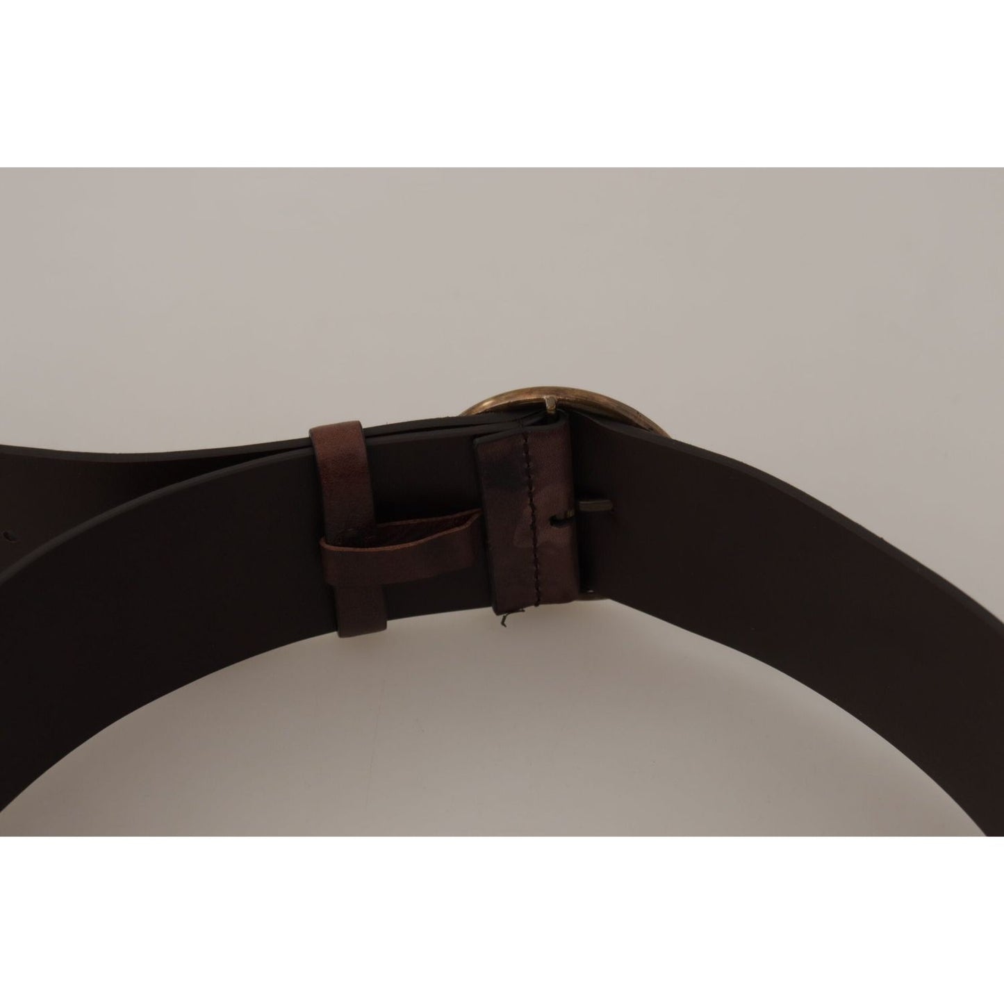 Dolce & Gabbana Elegant Dark Brown Leather Belt with Logo Buckle Dolce & Gabbana