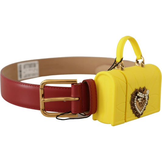 Dolce & Gabbana Elegant Red Leather Engraved Buckle Belt Dolce & Gabbana