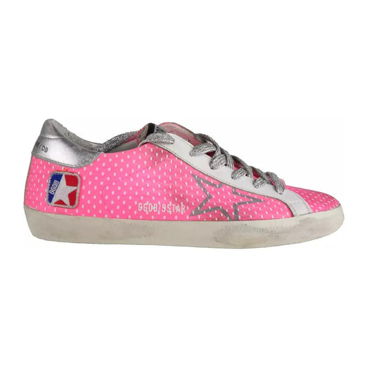 Golden Goose Pink Mesh Leather Sneakers with Glitter Accents Golden Goose