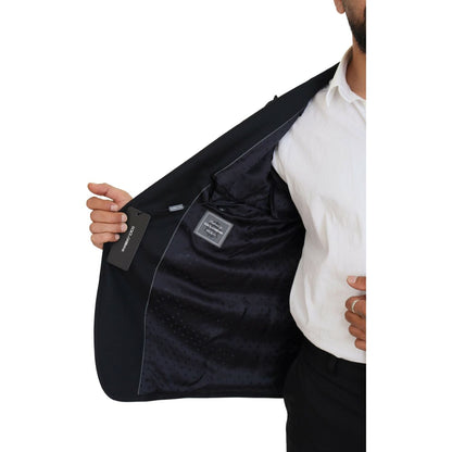 Dolce & Gabbana Dark Blue Wool Formal Sicilia Blazer