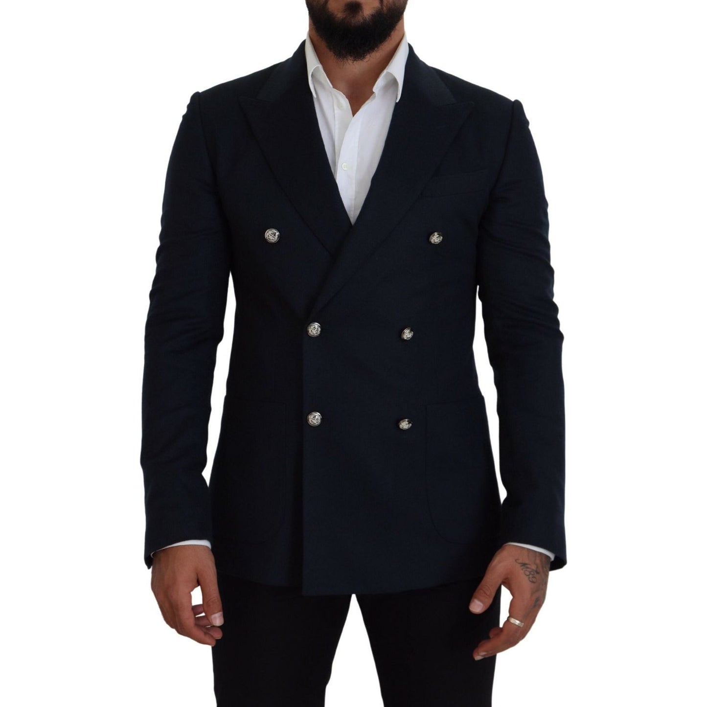 Dolce & Gabbana Elegant Cashmere-Silk Blend Blue Blazer Dolce & Gabbana