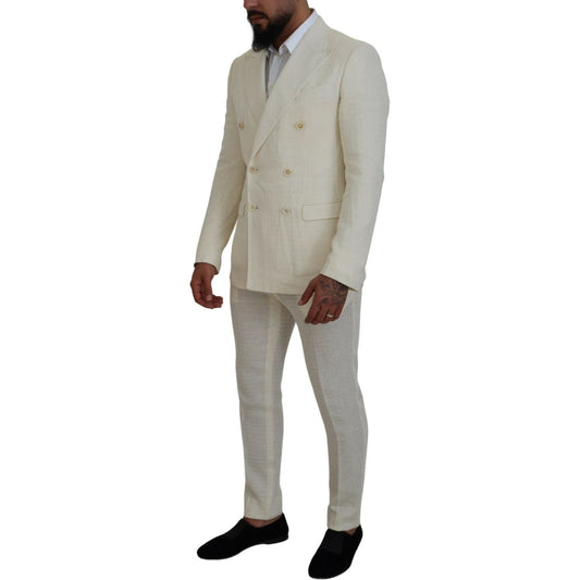 Dolce & Gabbana Elegant Off White Silk-Blend Suit Dolce & Gabbana