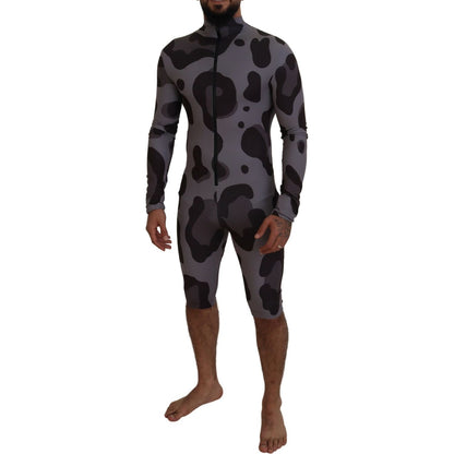 Dolce & Gabbana Gray Patterned Polyester Wetsuit Swimwear