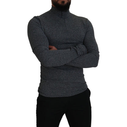 Dolce & Gabbana Dark Gray Nylon Turtleneck Pullover Sweater