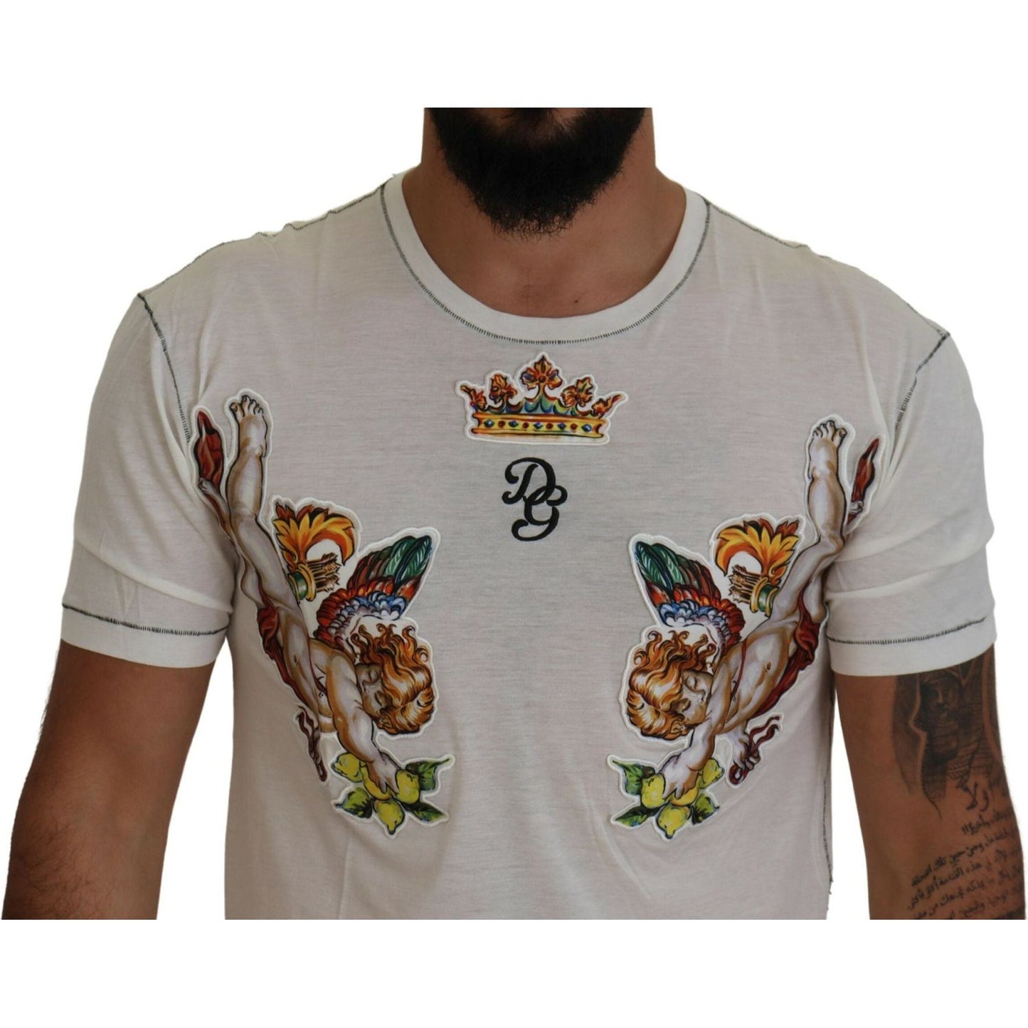 Dolce & Gabbana Elegant White Cotton-Silk Blend Tee Dolce & Gabbana