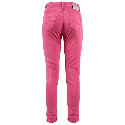 Chic Fuchsia Skinny Jeans with Mini Ankle Slits