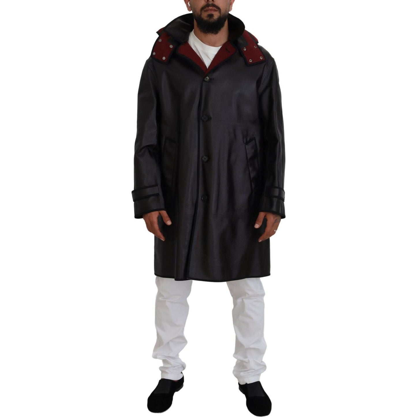Dolce & Gabbana Black Trench Hooded Parka Cotton Jacket