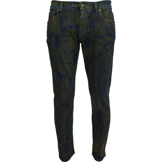 Chic Slim-Fit Denim Jeans in Green Wash