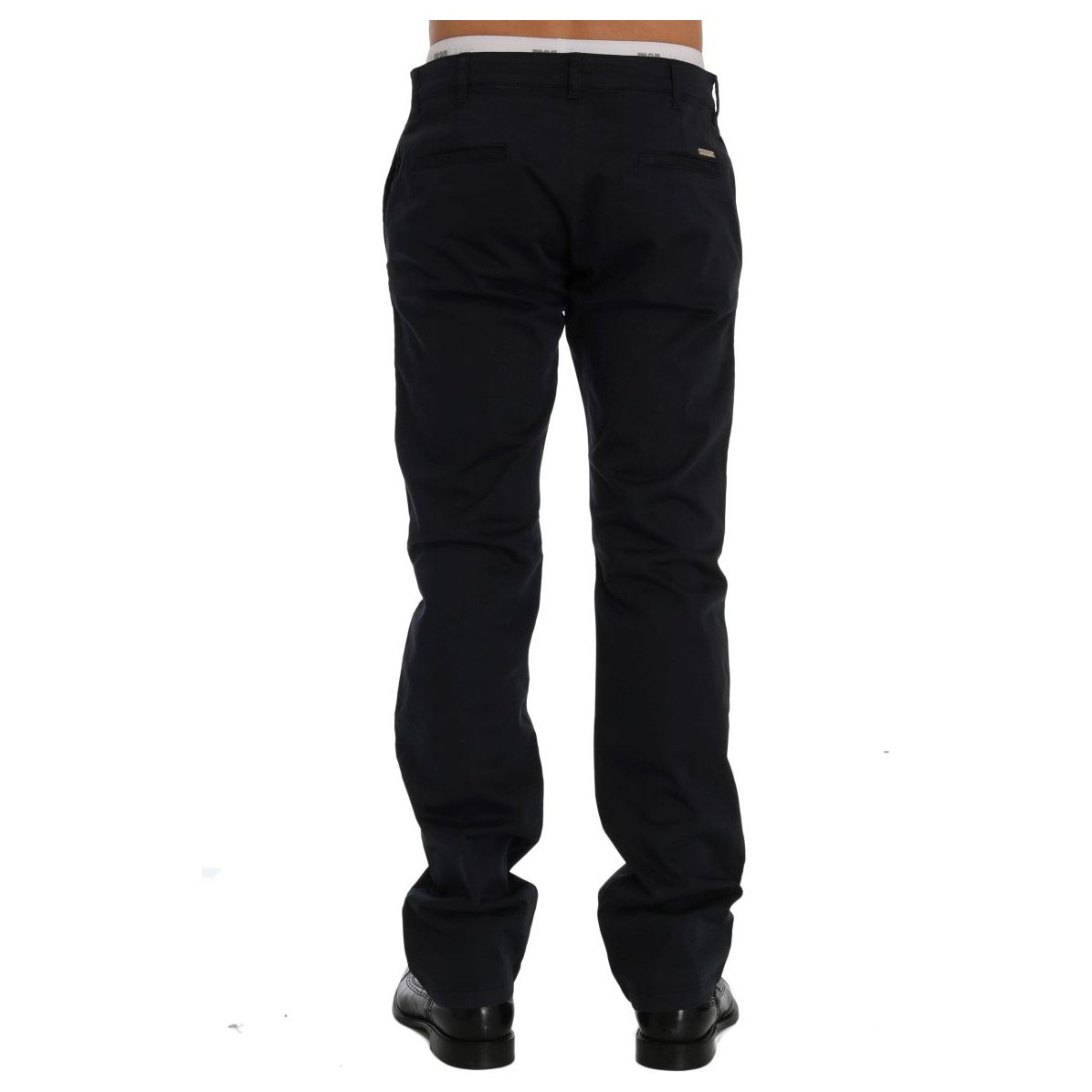 Sleek Blue Cotton Stretch Pants for Men