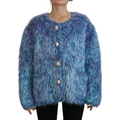 Dolce & Gabbana Multicolor Polyester Fringes Coat Jacket 1728,36% Nylon,4% Wool,5% Virgin Wool,6% Mohair,6% Viscose,67345645728,Clothing,Coats - Jackets & Coats - Clothing,Dolce & Gabbana,IT38 | XS,IT40|S,IT42|M,IT44|L,IT46|XL,Jackets & Coats - Clothing,J