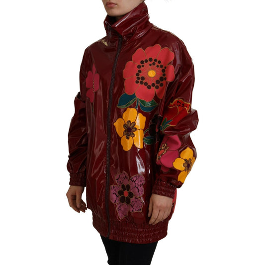 Dolce & Gabbana Maroon Floral Luxe Jacket Dolce & Gabbana