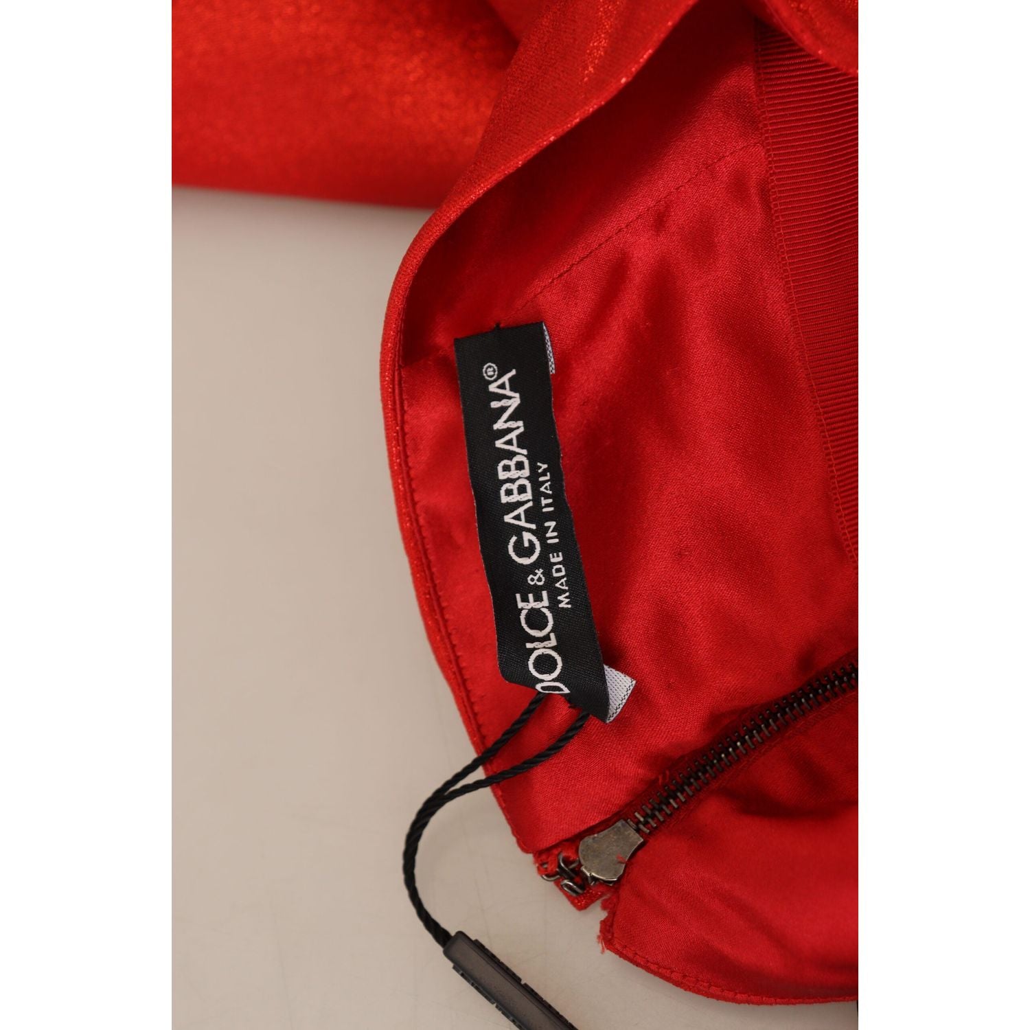 Dolce & Gabbana Metallic Red High Waist Polyester Mini Skirt