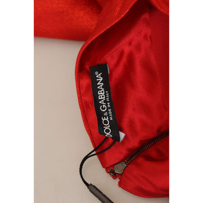 Dolce & Gabbana Metallic Red High Waist Polyester Mini Skirt 1728,5% Elastane,67345645728,Clothing,Dolce & Gabbana,IT40|S,Material: 95% Polyester,Mini - Skirts - Clothing,New with tags,Red,Skirts - Clothing,Skirts - Women - Clothing,Women,Women - Clothing