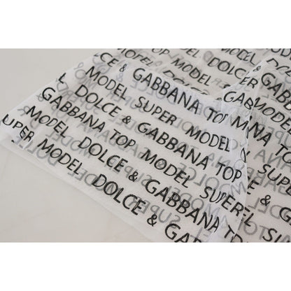 Dolce & Gabbana White Logo See Through A-line Mini Skirt 1728,67345645728,Clothing,Dolce & Gabbana,IT40|S,Material: 100% Polyester,Mini - Skirts - Clothing,New with tags,Skirts - Clothing,Skirts - Women - Clothing,White,Women,Women - Clothing