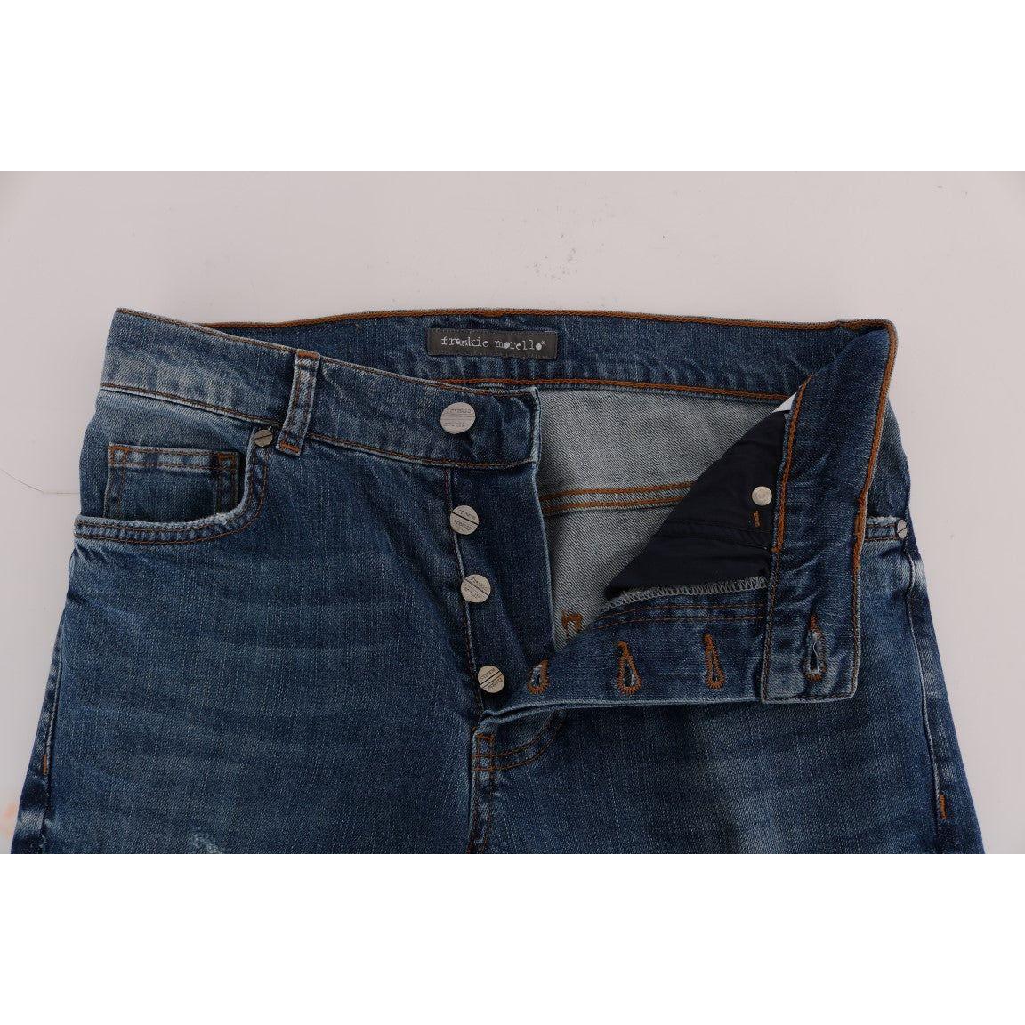 Frankie Morello Blue Wash Torn Dunfermile Slim Fit Jeans