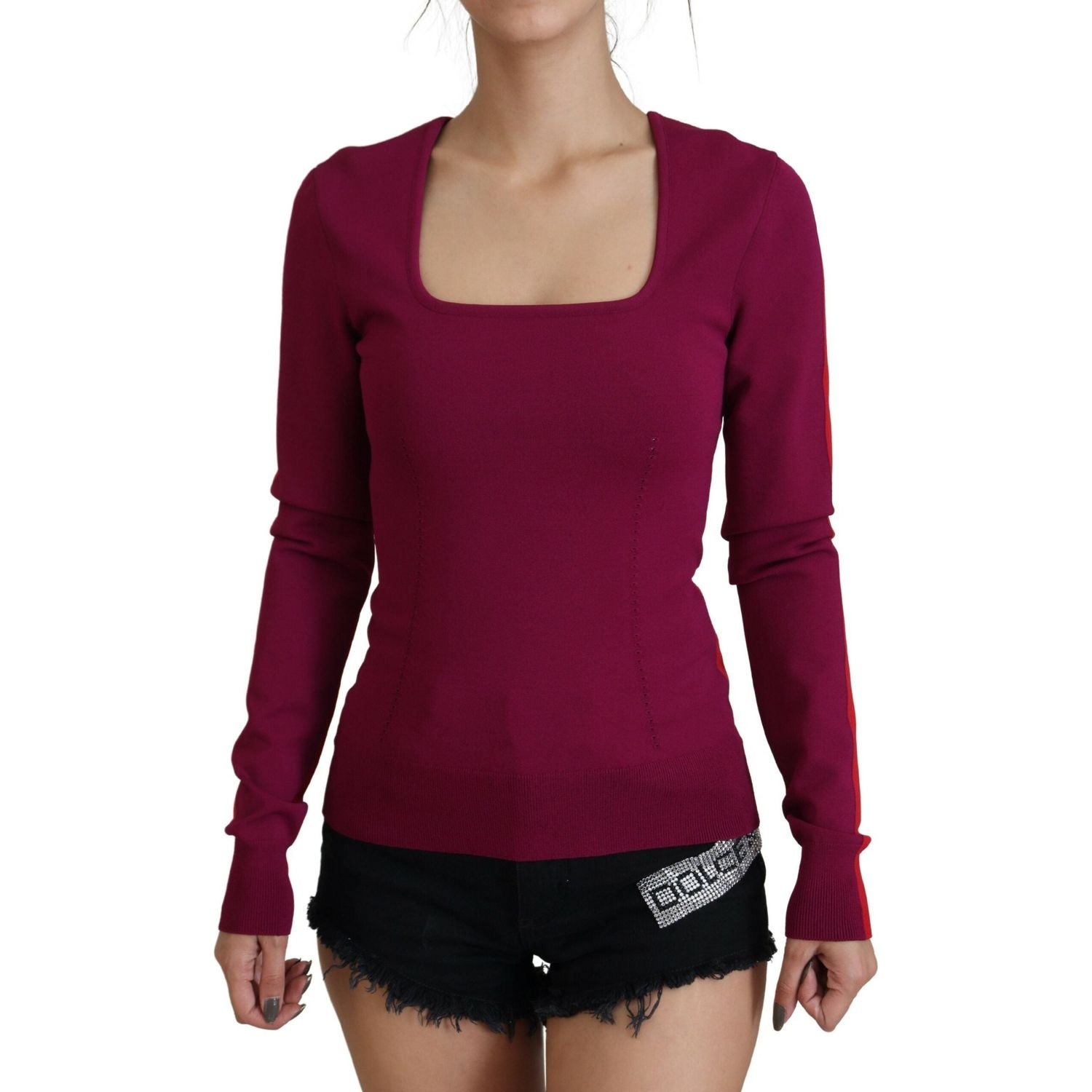 Dolce & Gabbana Multicolor Viscose Square Neck Pullover Sweater