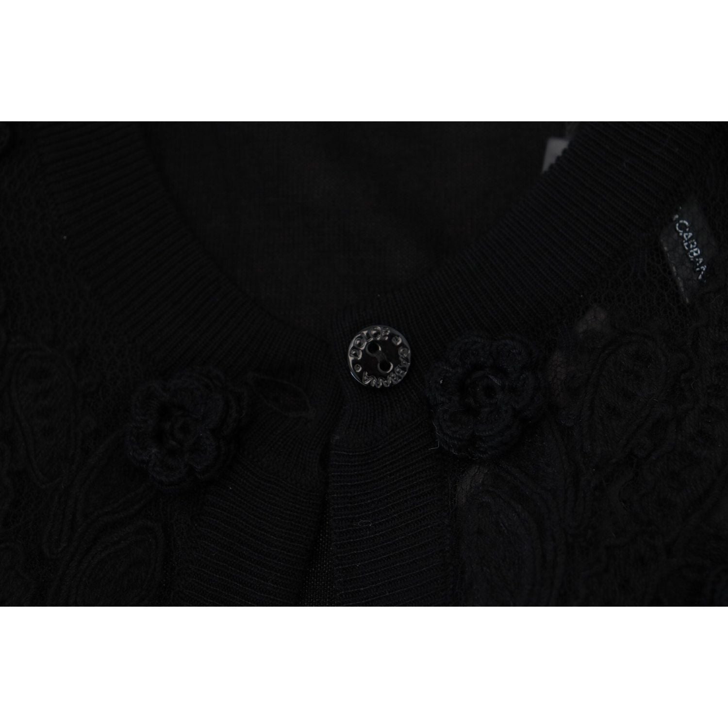 Dolce & Gabbana Black Floral Lace Button Cardigan Sweater