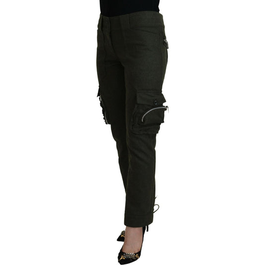 Elegant Tapered Green Wool-Blend Pants