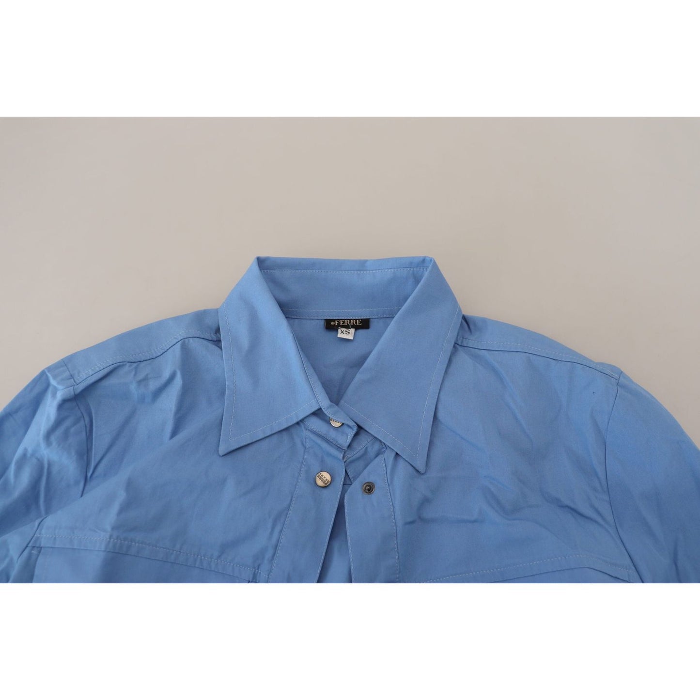 Ferre Elegant Blue Cotton Long Sleeve Polo Top Ferre