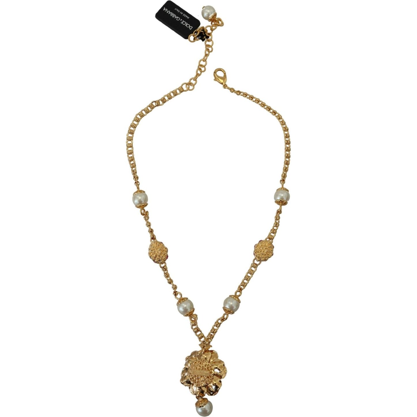 Dolce & Gabbana Elegant Floral Statement Charm Necklace Necklace Dolce & Gabbana