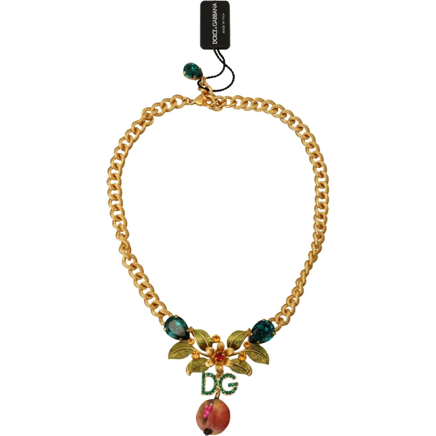 Dolce & Gabbana Elegant Gold-Tone Floral Fruit Necklace Necklace Dolce & Gabbana