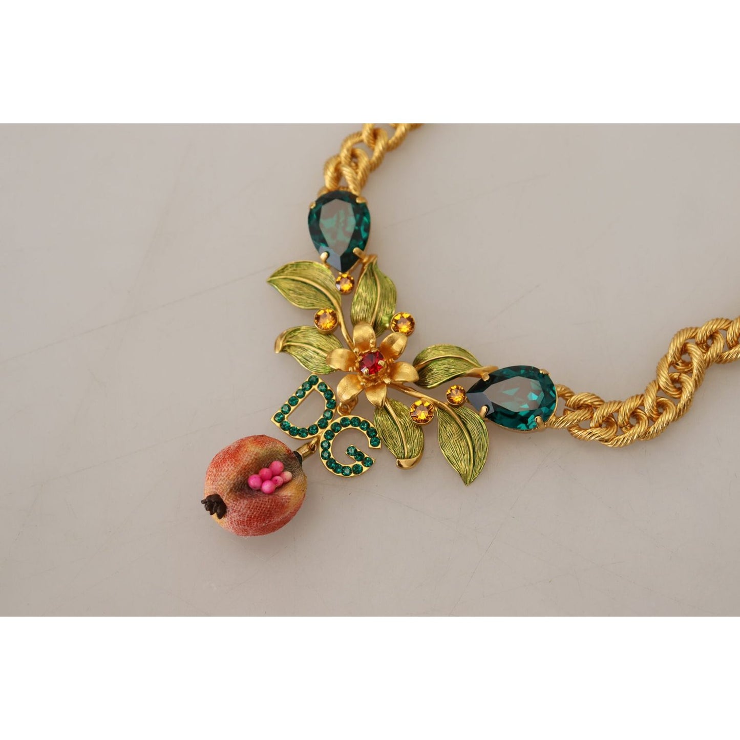 Dolce & Gabbana Elegant Gold-Tone Floral Fruit Necklace Necklace Dolce & Gabbana