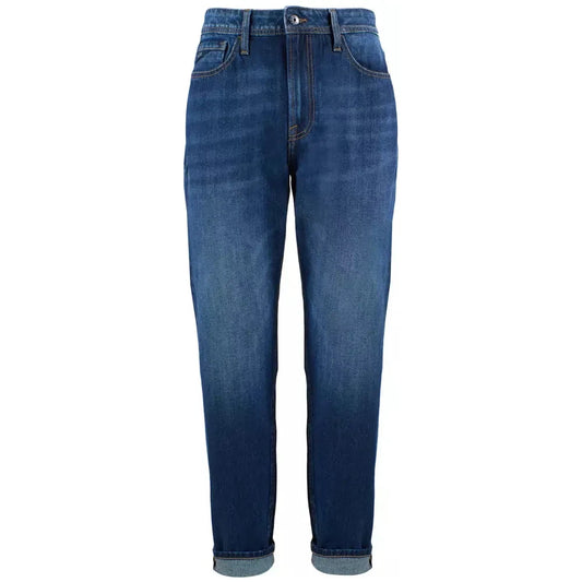 Chic Regular Fit Blue Cotton Jeans for Men