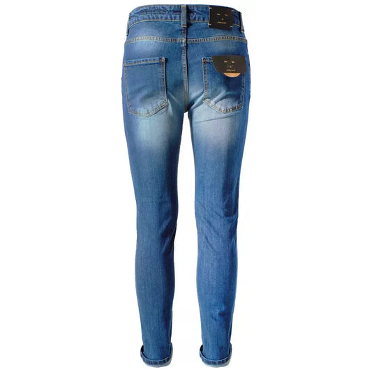 Chic Slim Fit Men's Jeans - Versatile Blue Denim