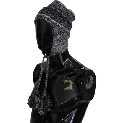 Dolce & Gabbana Gray Warm Fleece Ear Flaps Knit Beanie Hat
