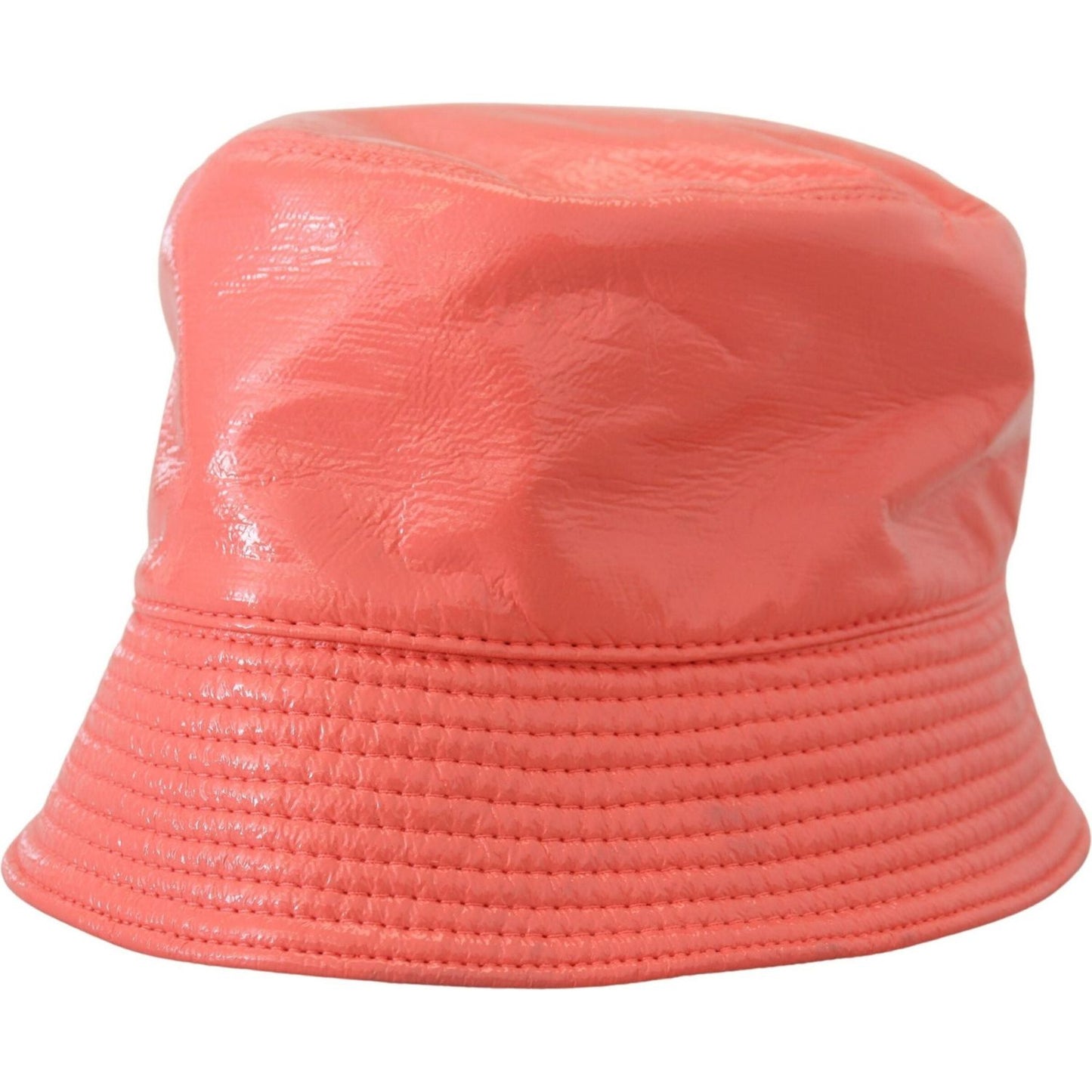 Dolce & Gabbana Peach Quilted Faux Leather Women Bucket Cap Hat