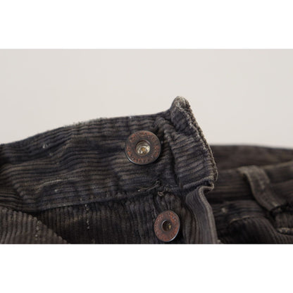 Costume National Gray Cotton Corduroy Men Casual Jeans