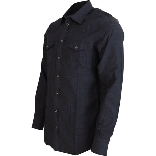 Dolce & Gabbana Elegant Gray Cotton Collared Shirt Dolce & Gabbana