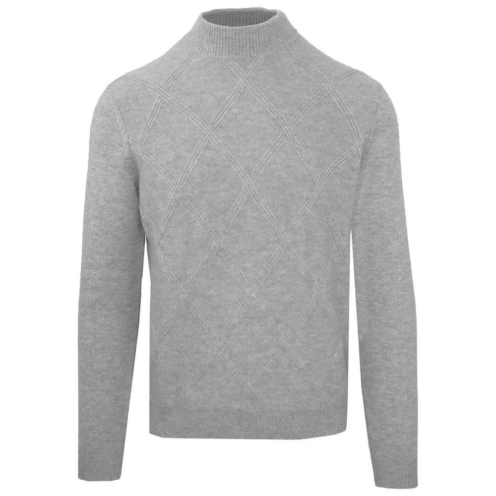 Malo Gray Wool Men Turtleneck Sweater Malo