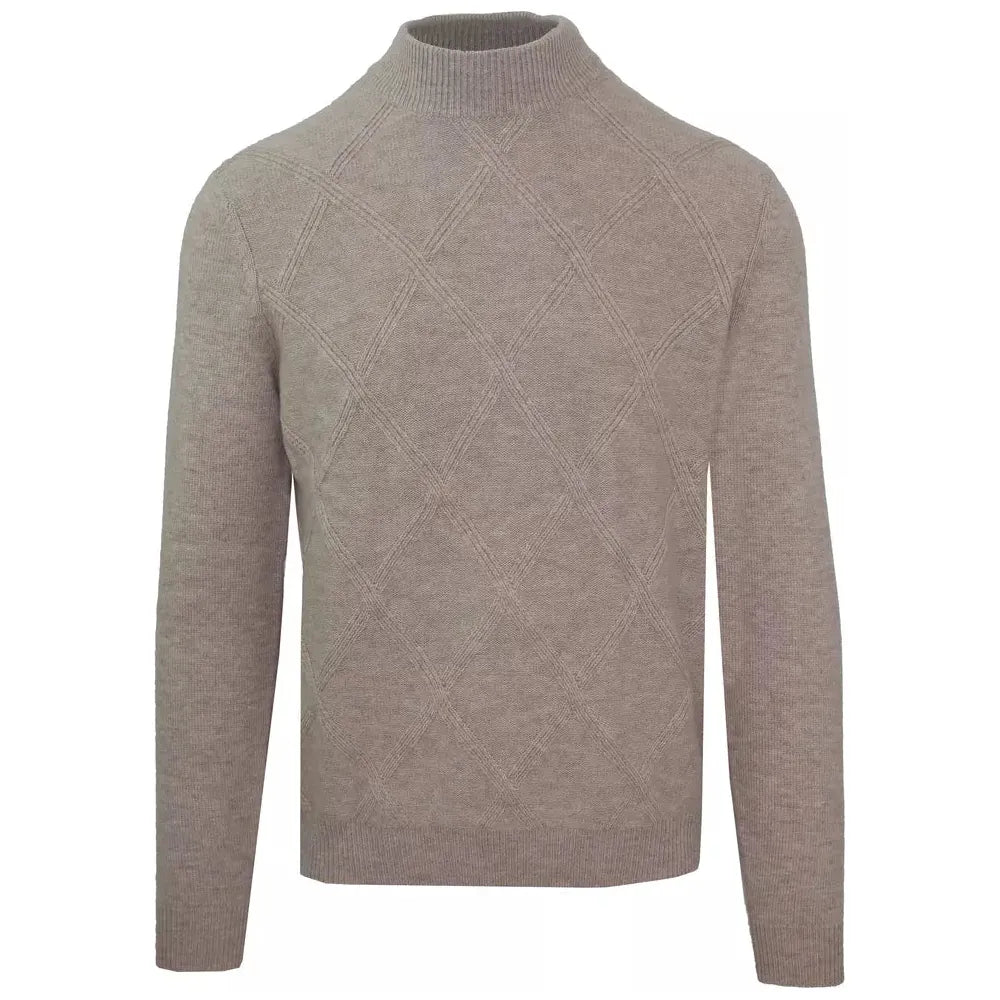 Malo Beige Wool Men Turtleneck Malo