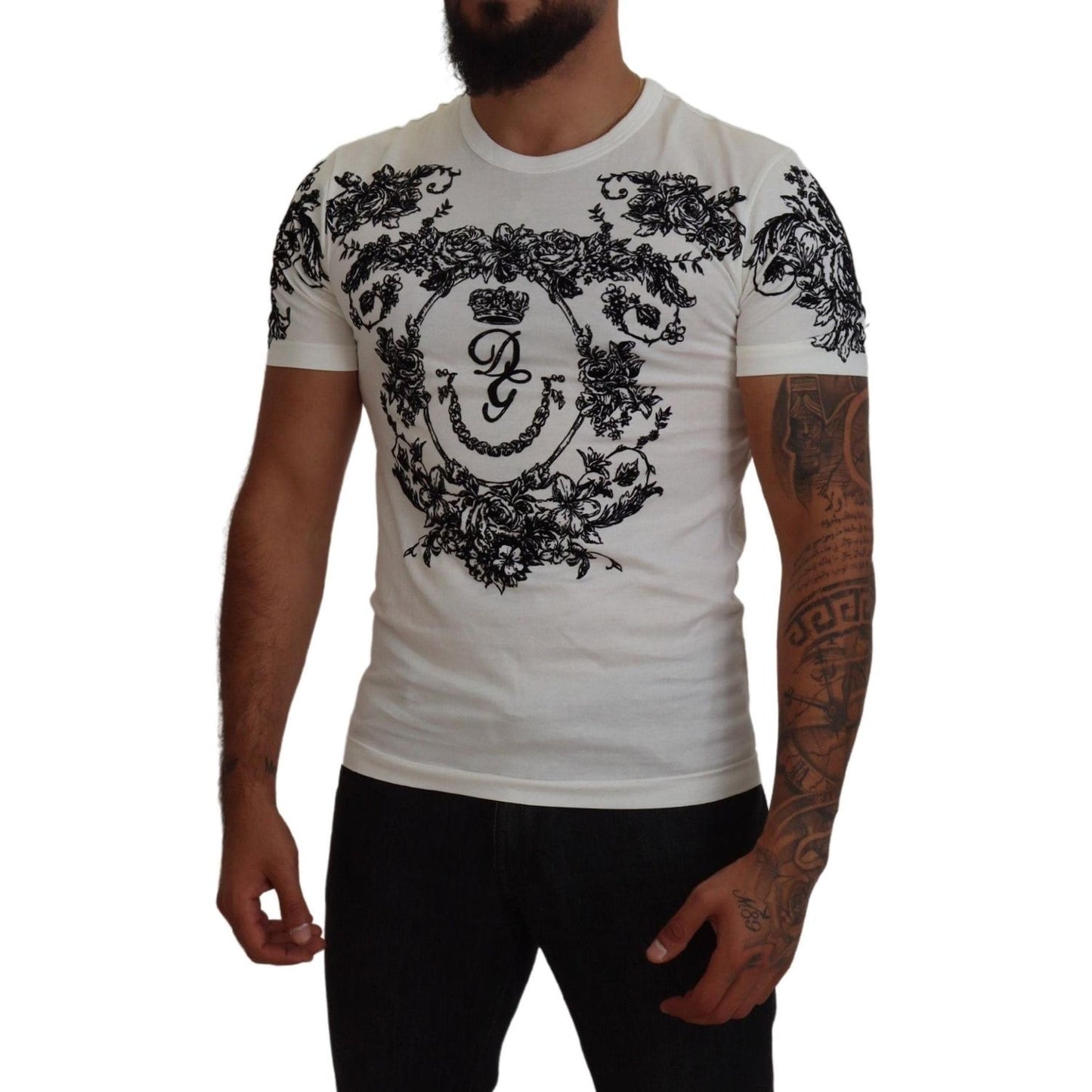 Dolce & Gabbana Elegant Floral Crown Tee Dolce & Gabbana