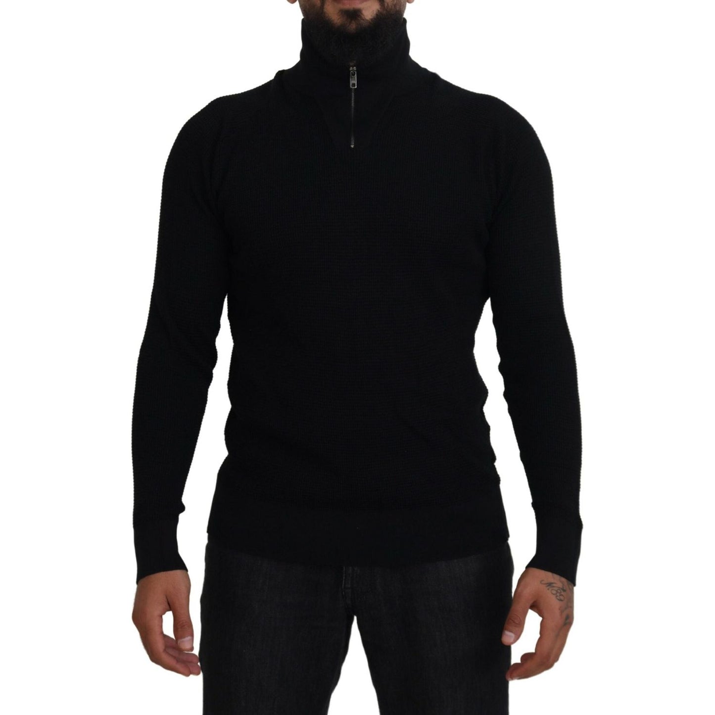 Dolce & Gabbana Elegant Silk Blend Black Pullover Sweater Dolce & Gabbana