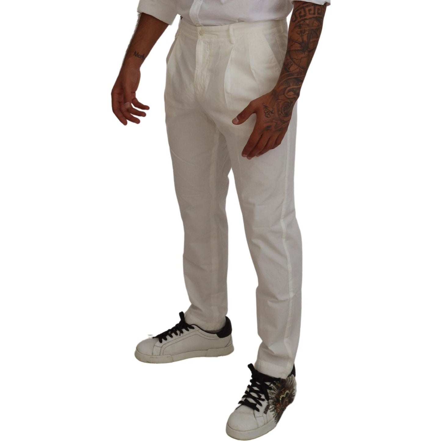 Dolce & Gabbana Elegant White Cotton Chino Pants Dolce & Gabbana