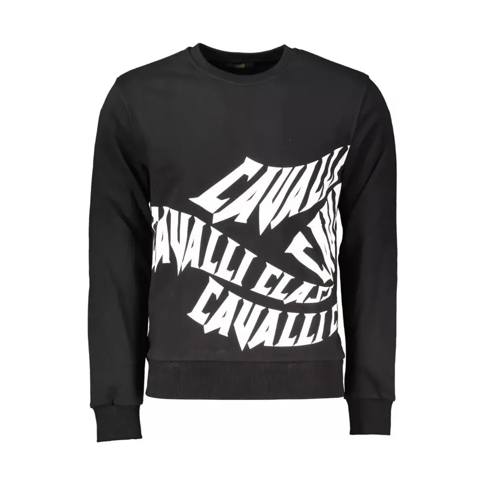 Cavalli Class Black Cotton Men Sweater Cavalli Class